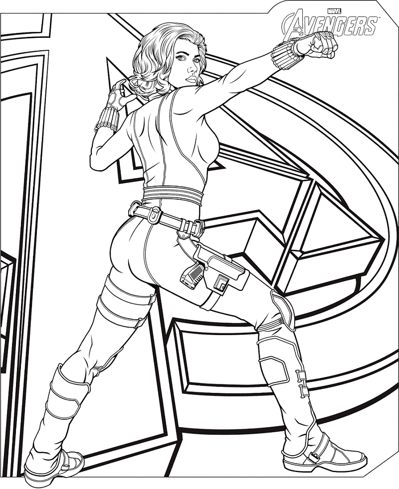 Dibujo de Vengadores Marvel Viuda Negra para Colorear