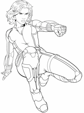 Dibujo de Viuda Negra en los Vengadores para Colorear