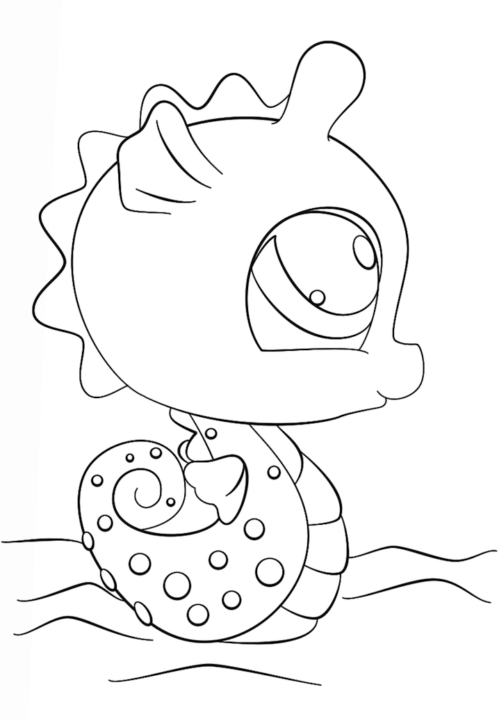Dibujo de Caballito de Mar de Mas pequeña Tienda de Mascotas para Colorear