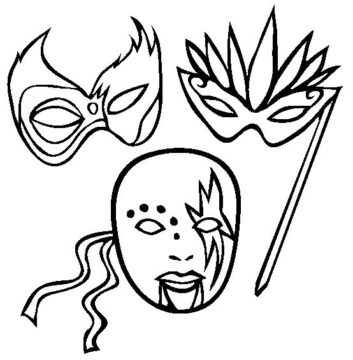 Dibujo de Tres máscaras para Colorear