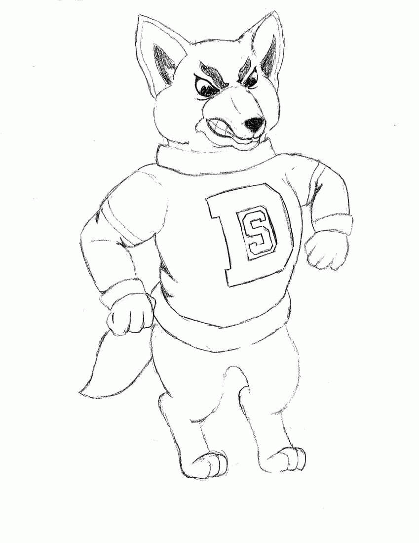 Dibujo de La Mascota del Zorro para Colorear