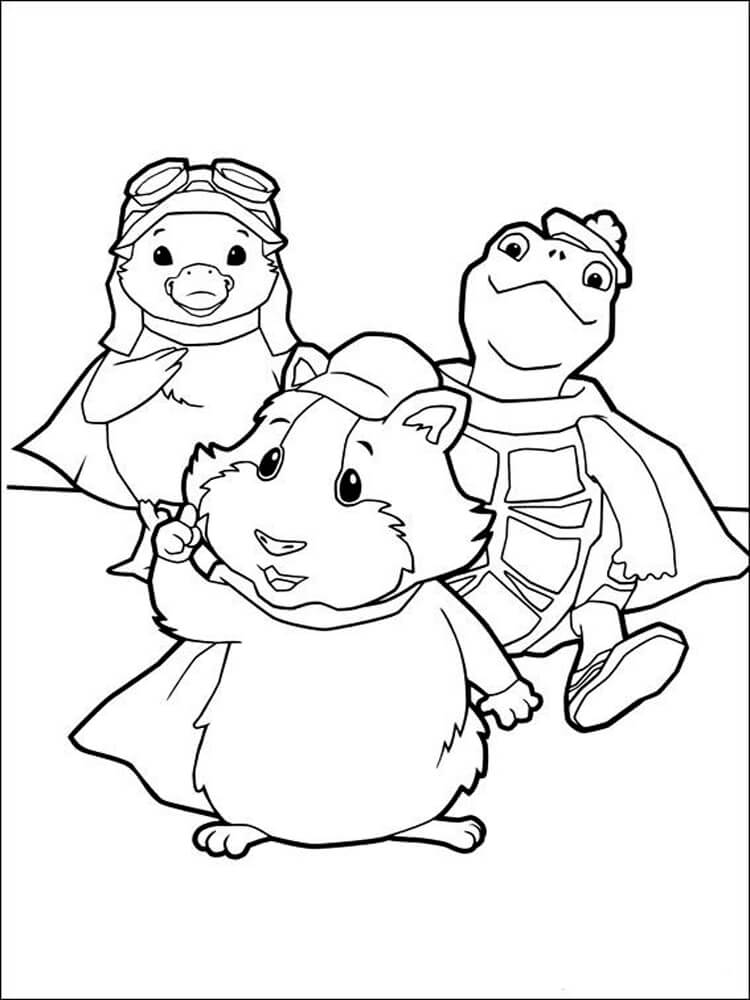 Dibujo de Impresionantes Tres Mascotas Maravillosas para Colorear
