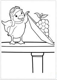 Dibujo de Patito Ming Ming y Fruta para Colorear