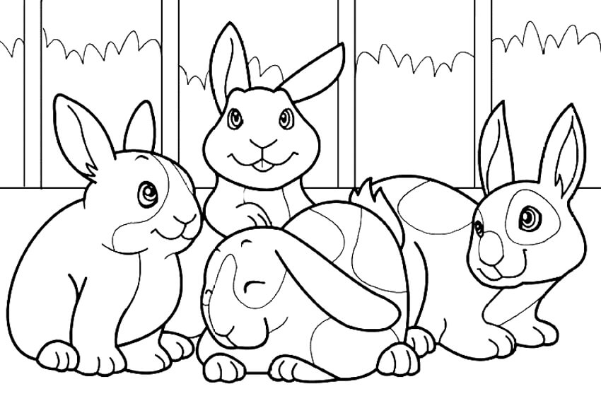 Dibujo de Conejo Mascota de la Manada para Colorear