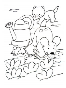Dibujo de Mascotas en el Jard N para Colorear