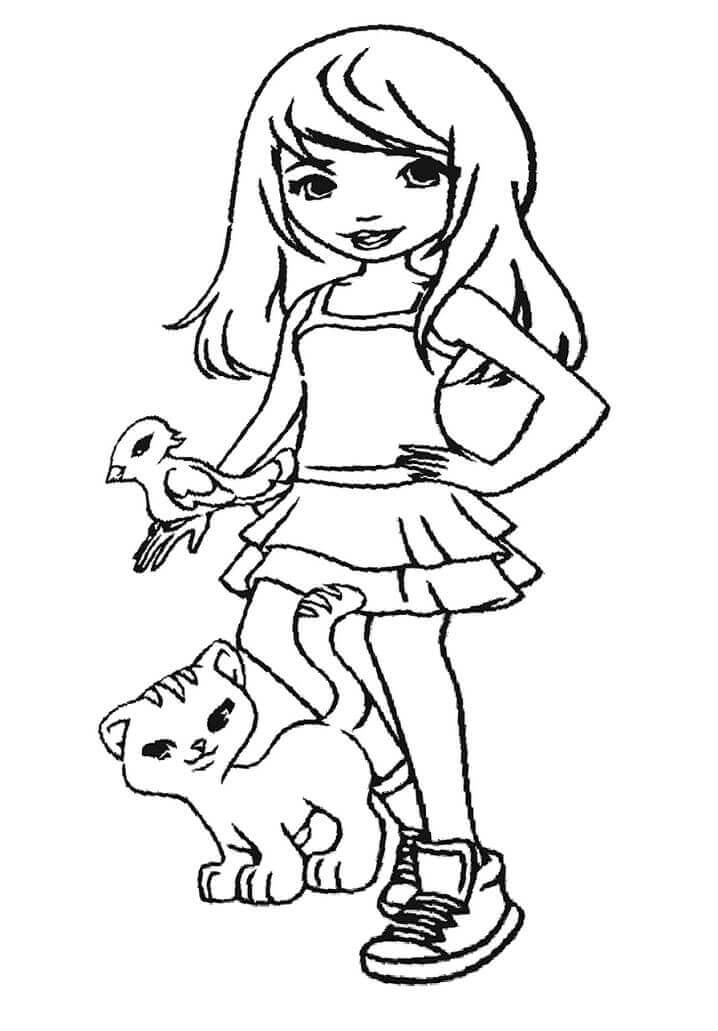 Dibujo de Ni a y Mascotas para Colorear