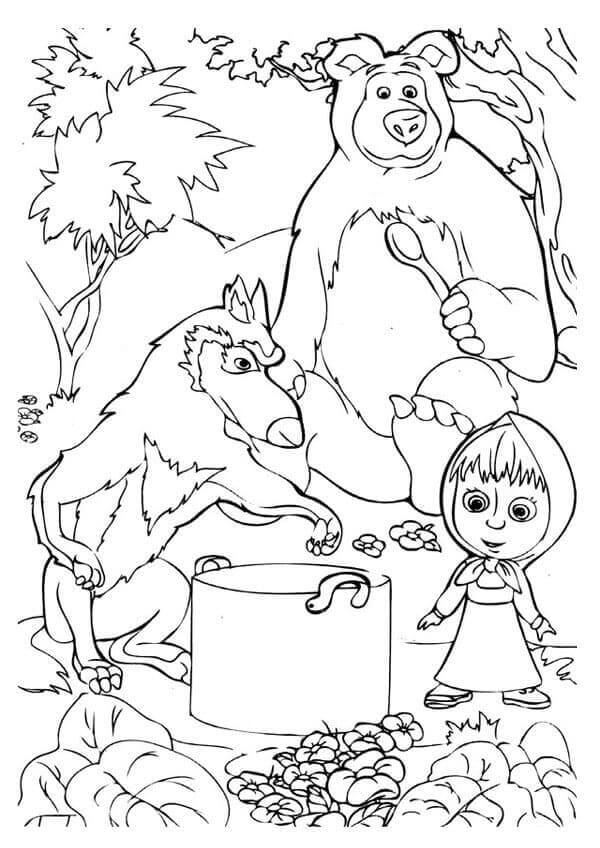 Dibujo de Cocina Masha para Colorear