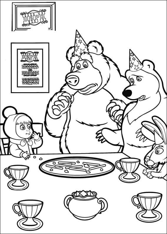 Dibujo de Masha Comiendo para Colorear