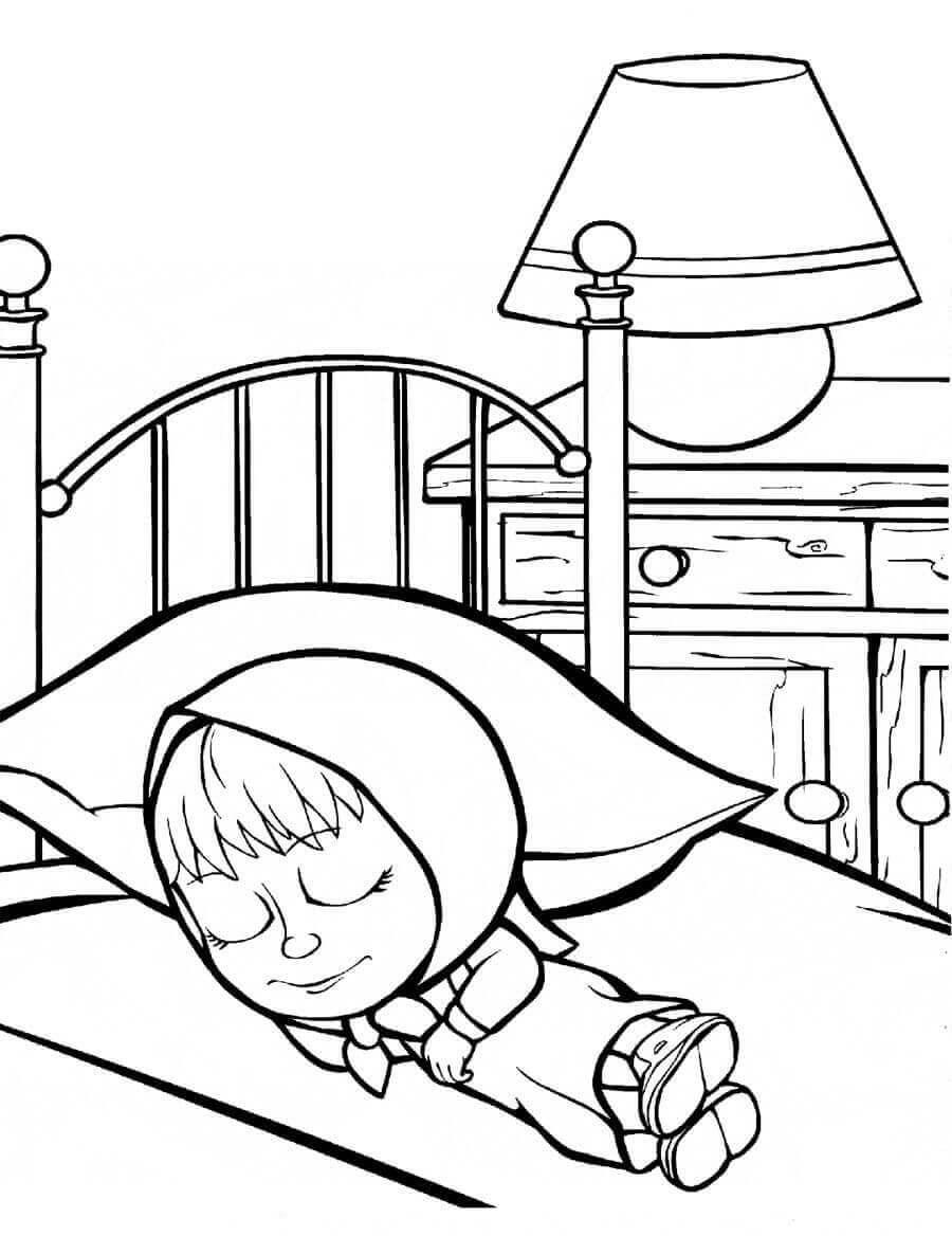 Dibujo de Masha Durmiendo para Colorear