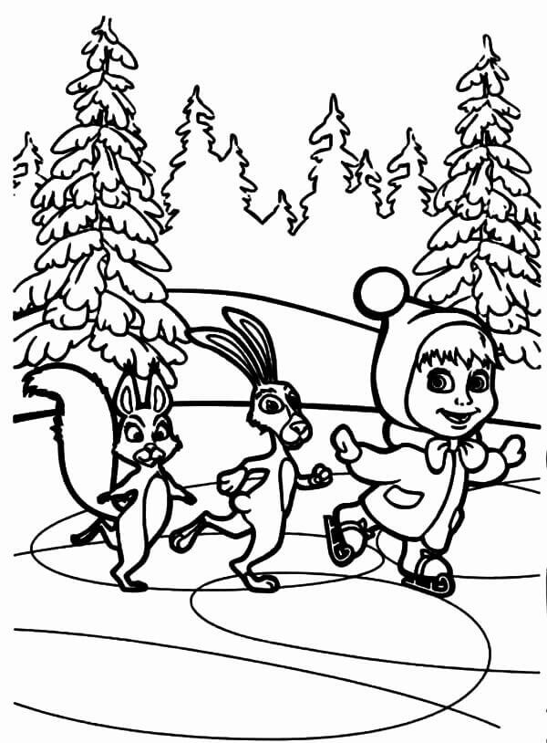 Dibujo de Masha en Noel para Colorear