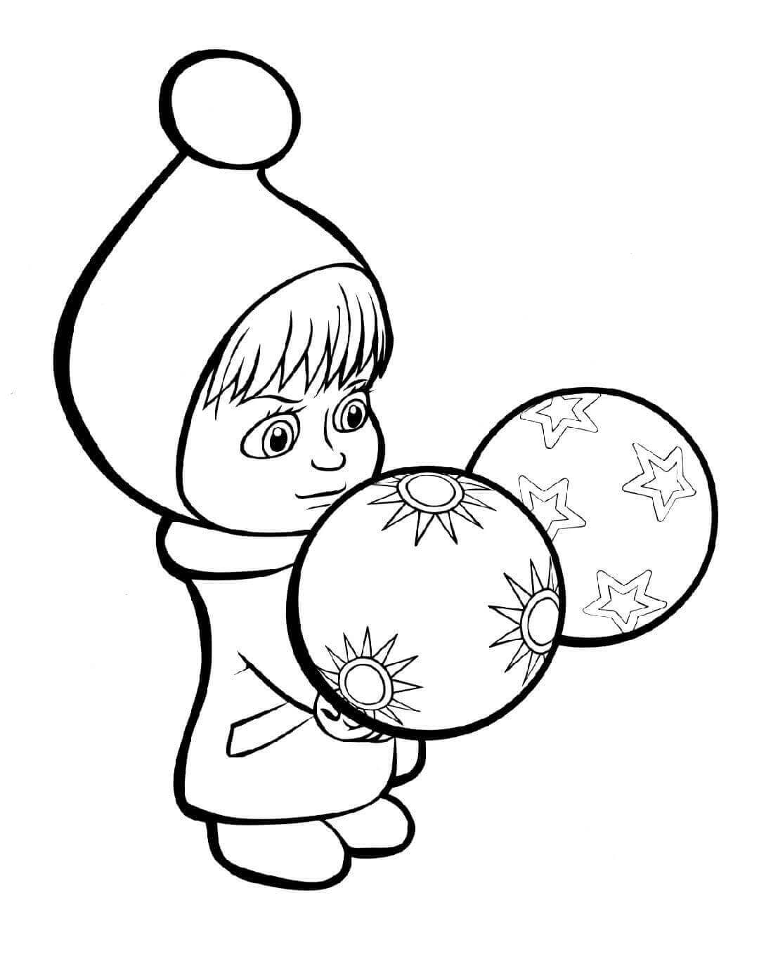 Dibujo de Masha y la Pelota para Colorear