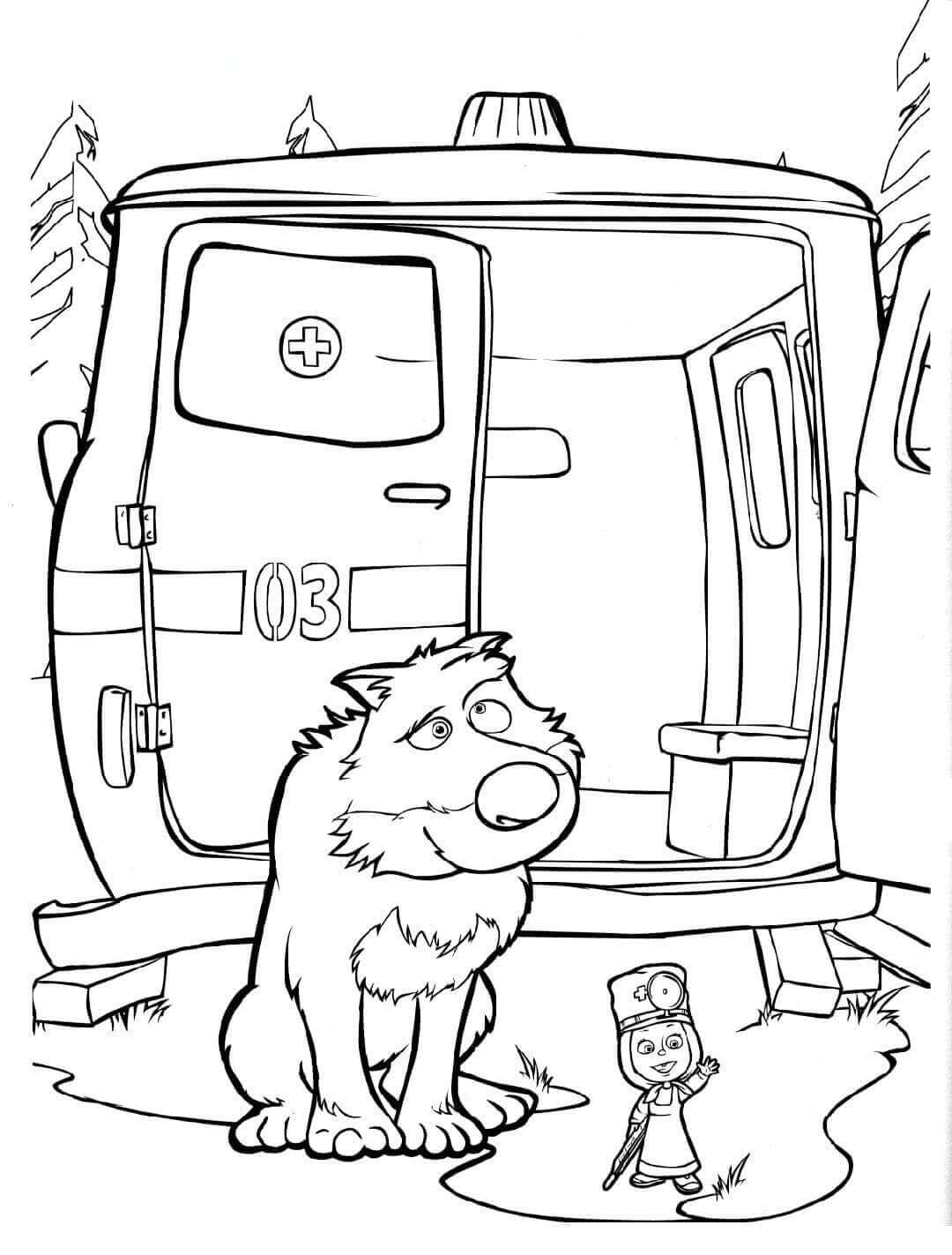 Dibujo de Masha y Lobo para Colorear