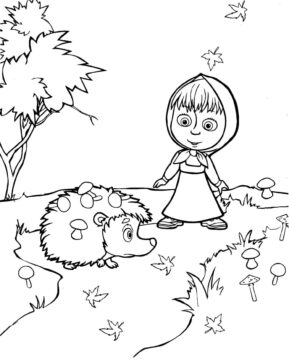 Dibujo de Masha y el Erizo para Colorear