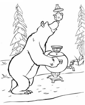 Dibujo de Oso en Masha para Colorear