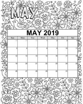 Dibujo de Calendario Mayo 2019 para Colorear