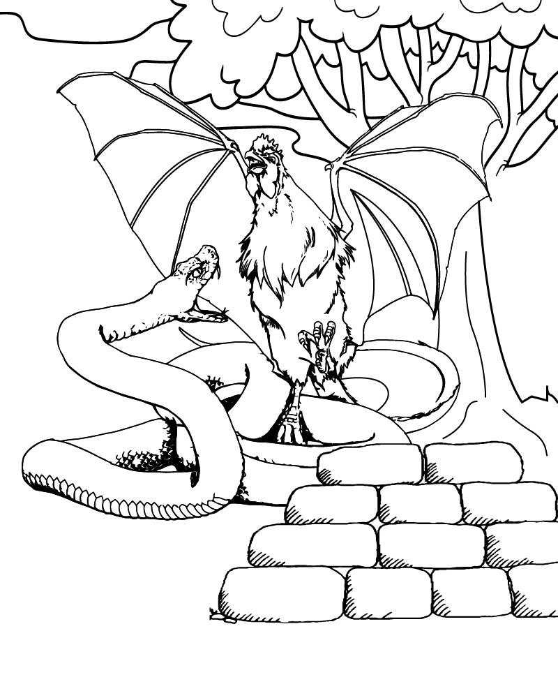 Dibujo de Cockatrice Dungeons And Dragons Coloring Pages para Colorear