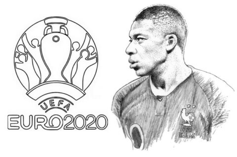 Dibujo de Wayne Rooney y la Eurocopa para Colorear