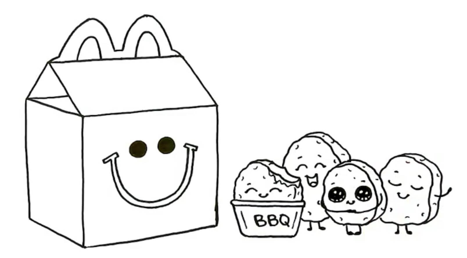 Dibujo de Mcdonald Cajita Feliz para Colorear