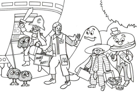 Dibujo de Mcdonald con Su Amigo para Colorear