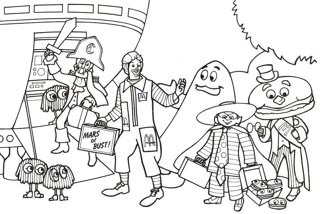 Dibujo de Mcdonald con Su Amigo para Colorear