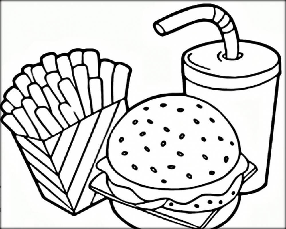 Dibujo de Mcdonald Tres Alimentos para Colorear