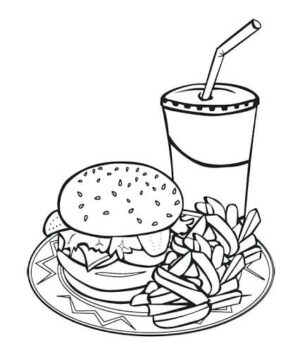 Dibujo de Oferta Combinada de Comida Mcdonald para Colorear