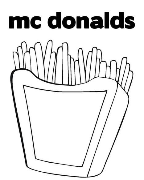 Dibujo de Papas Fritas Mcdonald para Colorear