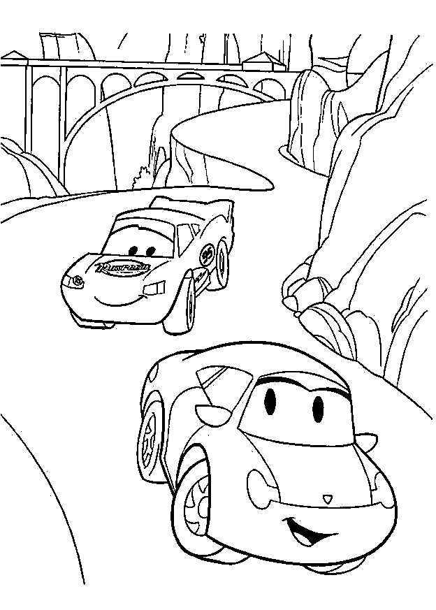 Dibujo de Encantadora Sally y Mcqueen para Colorear