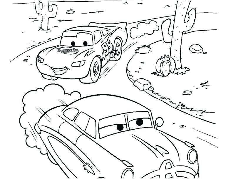 Dibujo de Mcqueen Carreras con Doc Hudson para Colorear