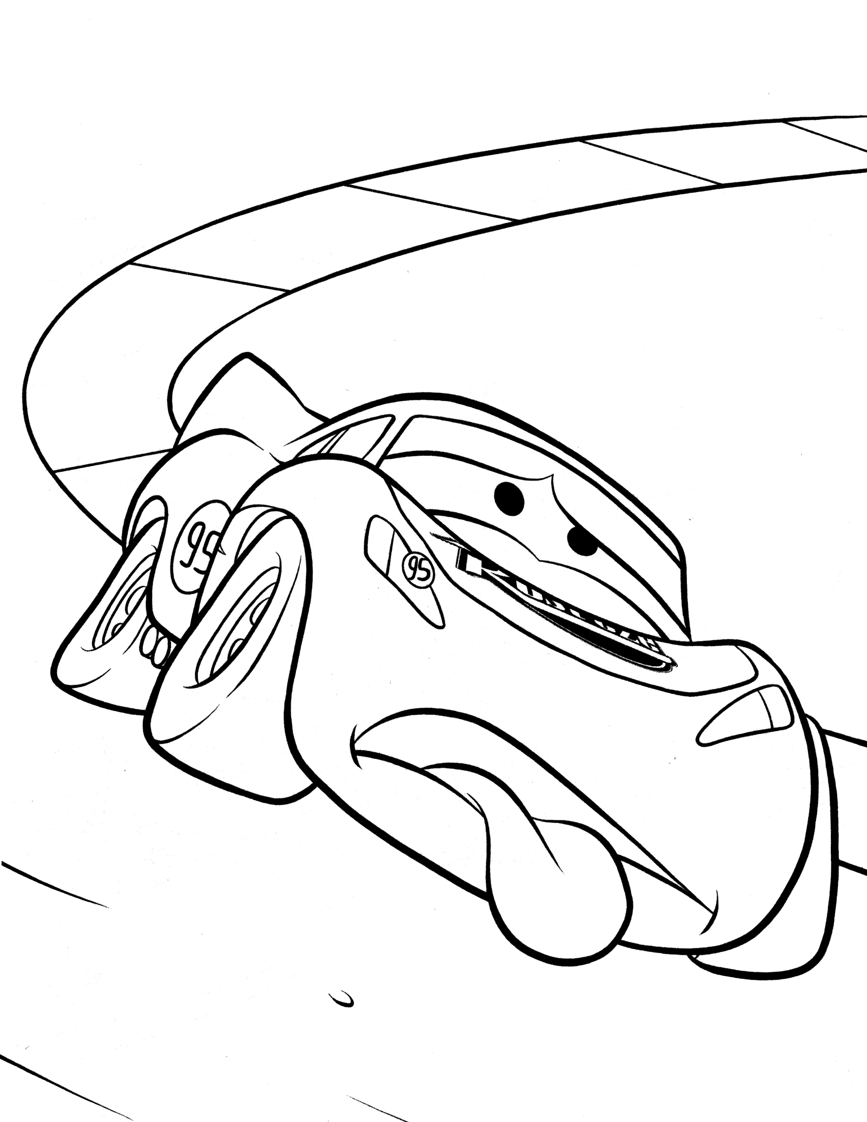 Dibujo de Mcqueen Esta Cansado para Colorear