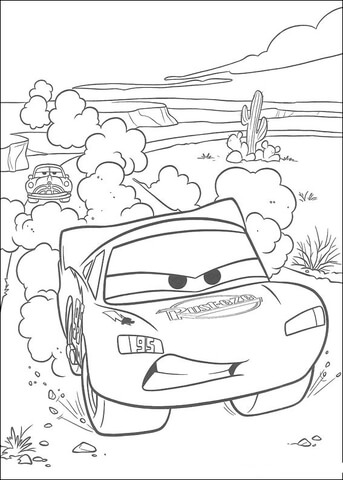 Dibujo de Mcqueen Racing en el Desierto para Colorear