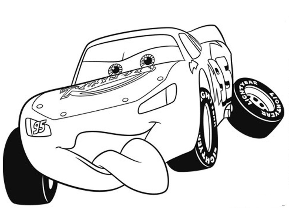 Dibujo de Mcqueen Sacar la Lengua para Colorear