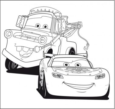 Dibujo de Mejor Amigo Mcqueen y la Materia para Colorear