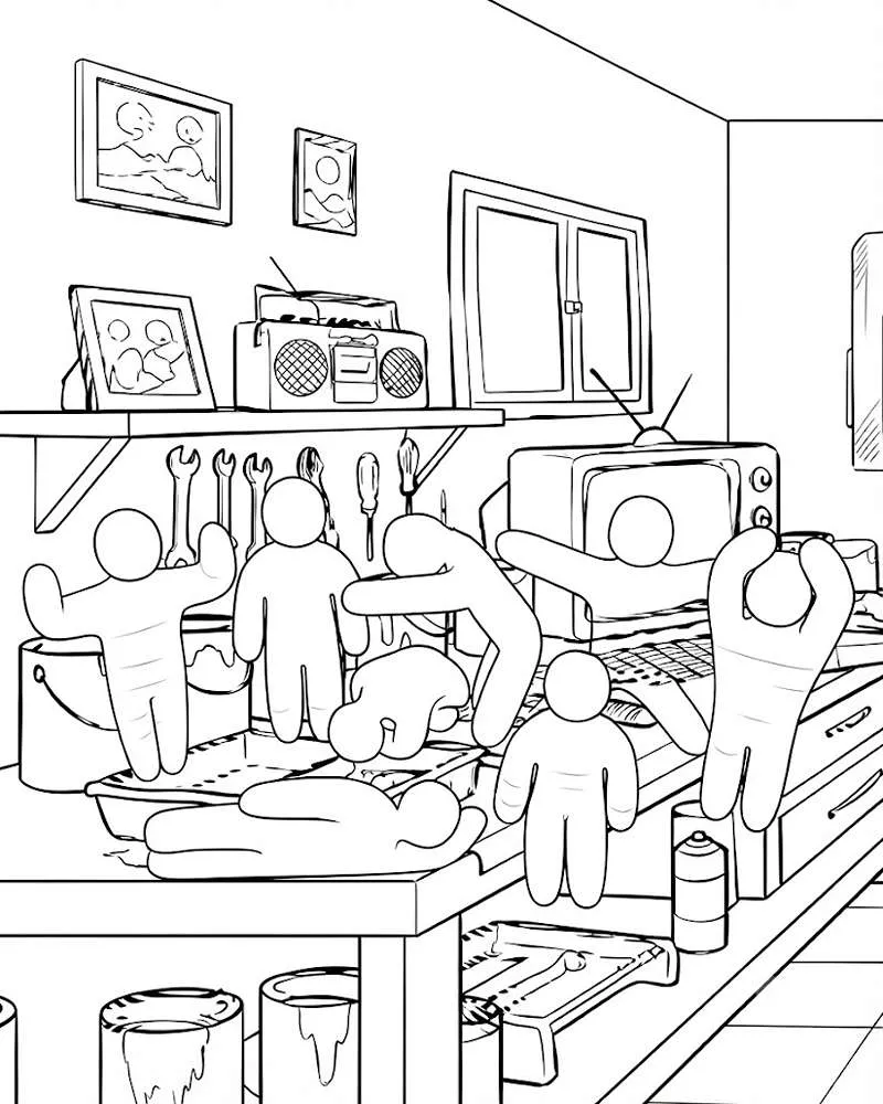Dibujo de Jugando con Amigos página para Colorear