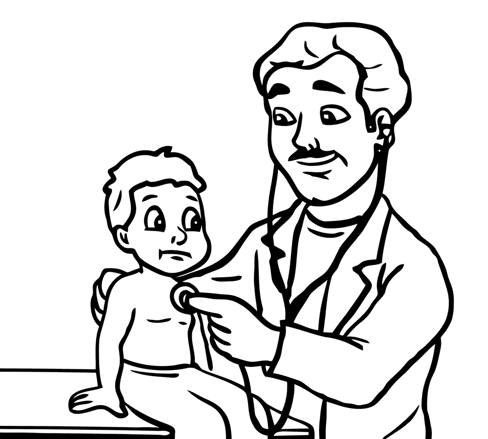 Dibujo de Examen médico Serio para Colorear