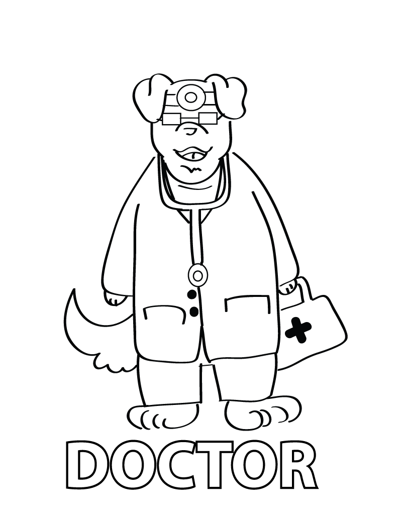 Dibujo de Médico Lindo Cerdo para Colorear