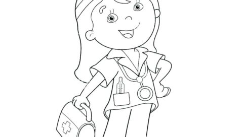 Dibujo de Niña médica para Colorear