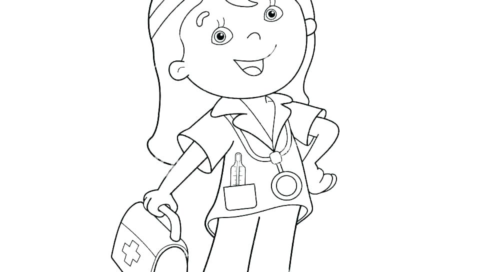 Dibujo de Niña médica para Colorear