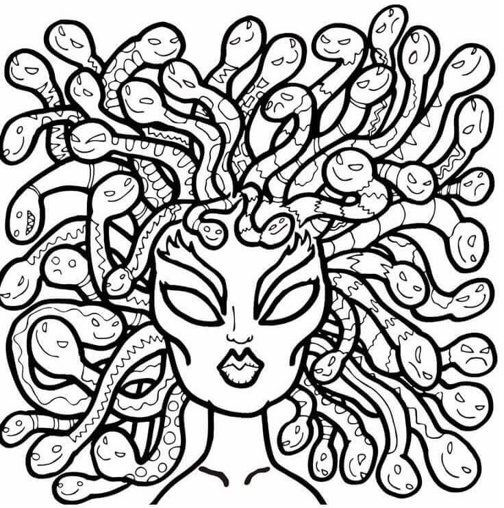 Dibujo de Cabeza de Medusa para Colorear