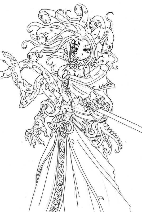 Dibujo de Medusa Asombrosa para Colorear