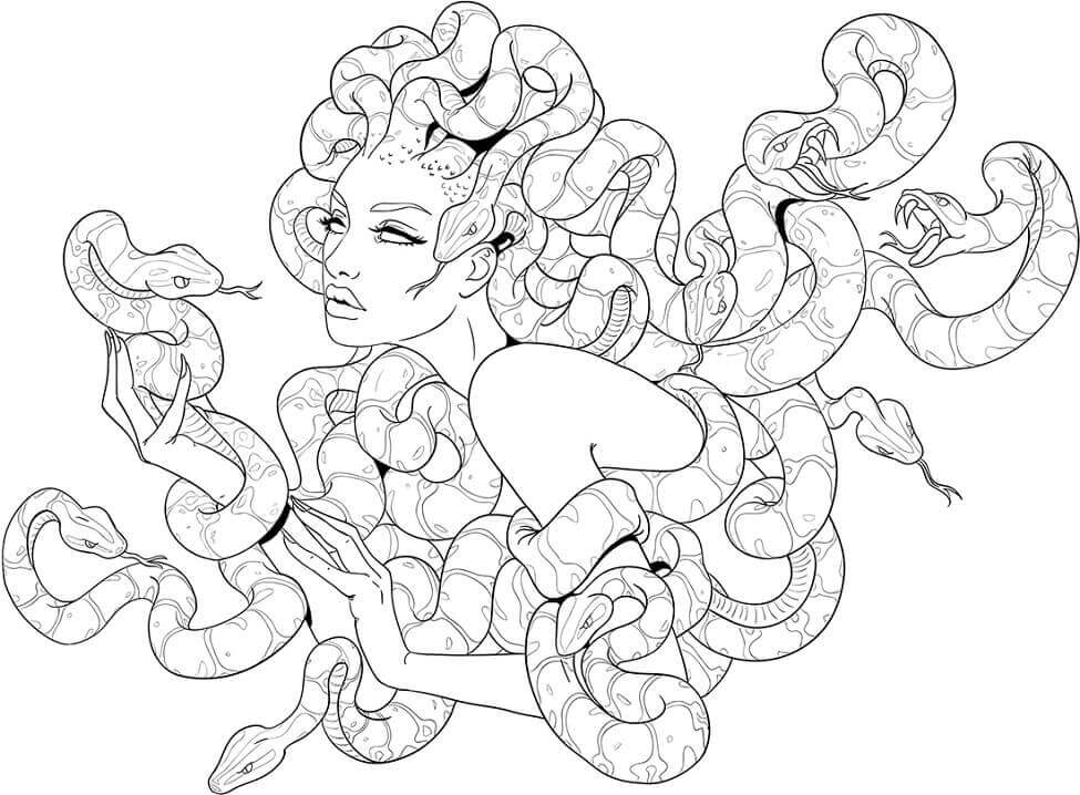 Dibujo de Medusa Aterradora para Colorear