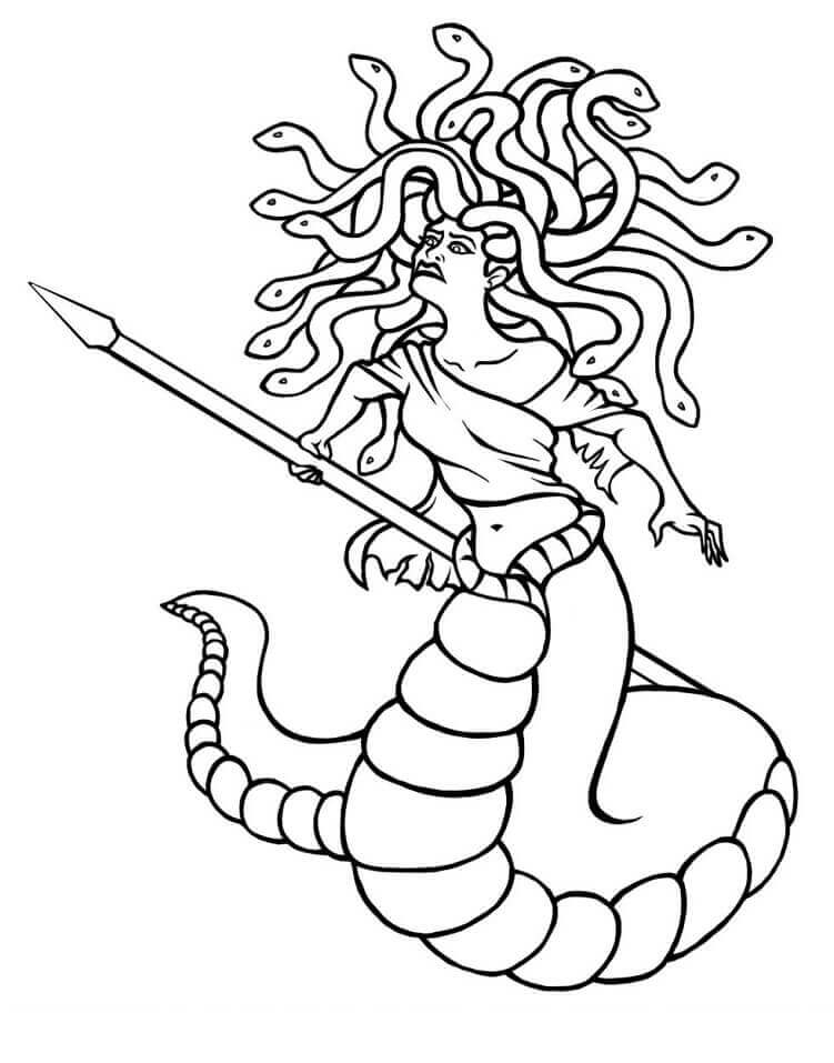 Dibujo de Medusa Enojada para Colorear