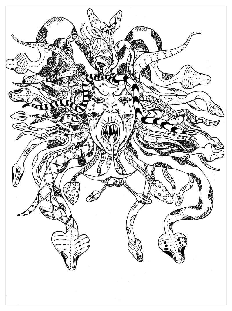 Dibujo de Medusa Espeluznante para Colorear