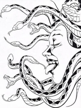 Dibujo de Medusa Sonriendo para Colorear
