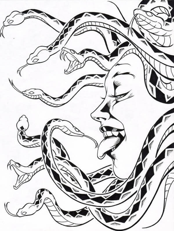 Dibujo de Medusa Sonriendo para Colorear