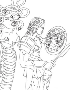 Dibujo de Medusa Vs Perseus para Colorear