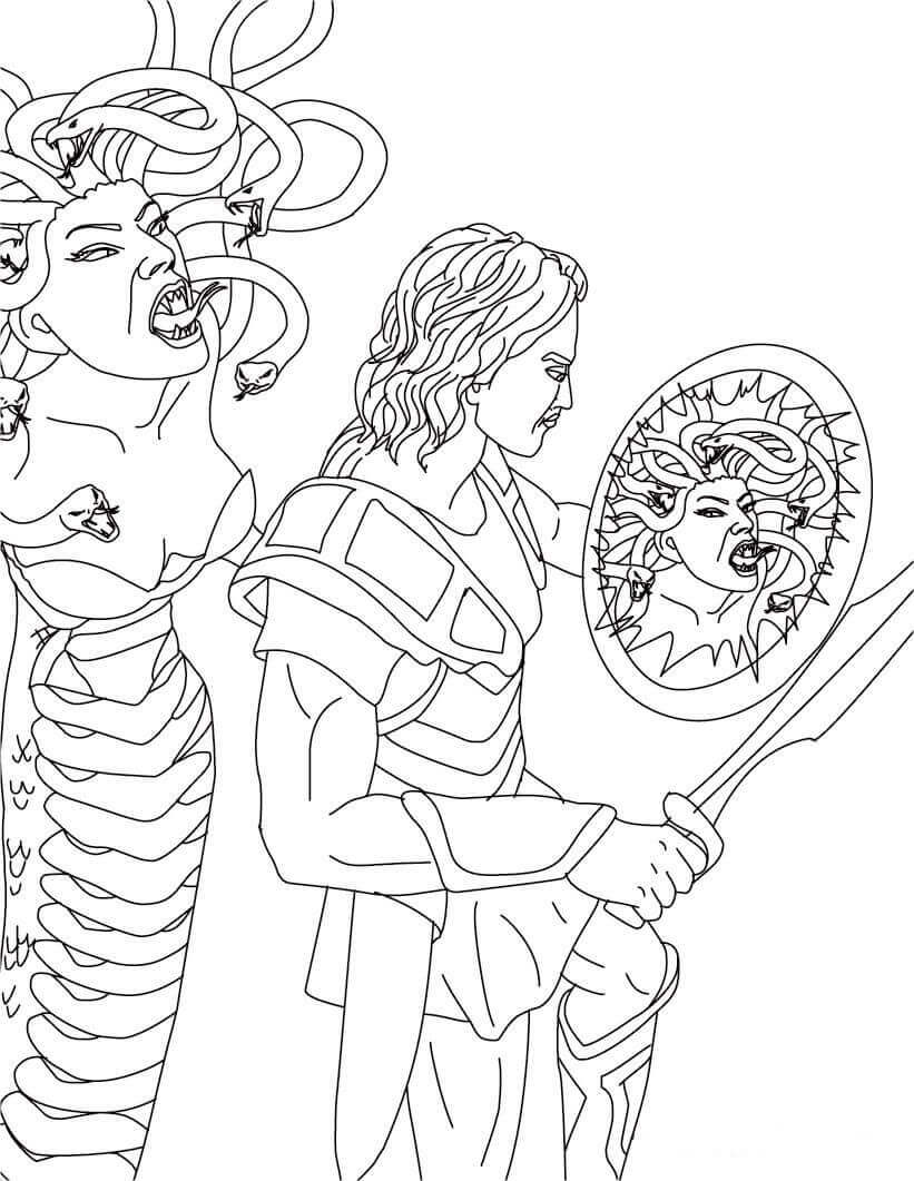 Dibujo de Medusa Vs Perseus para Colorear