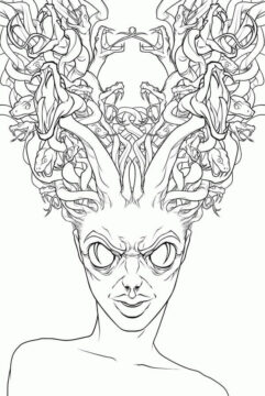 Dibujo de Monstruo Espeluznante Medusa para Colorear