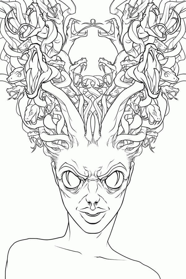 Dibujo de Monstruo Espeluznante Medusa para Colorear