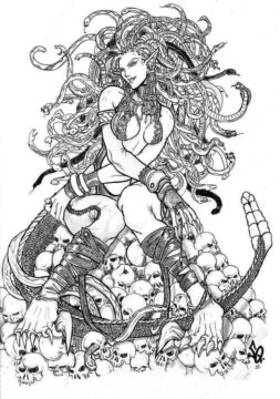 Dibujo de Monstruo Medusa para Colorear